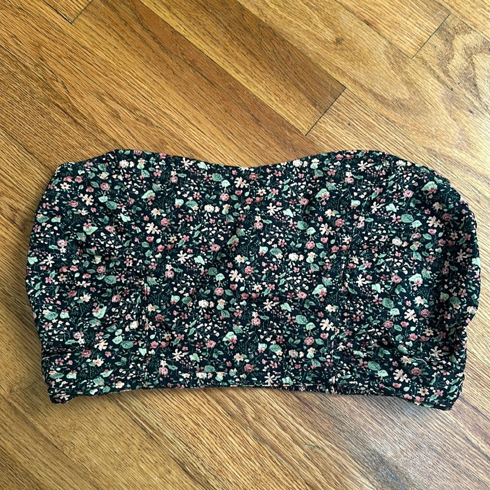 Free People Intimately Strapless Floral Bustier Crop Top -  Size Small